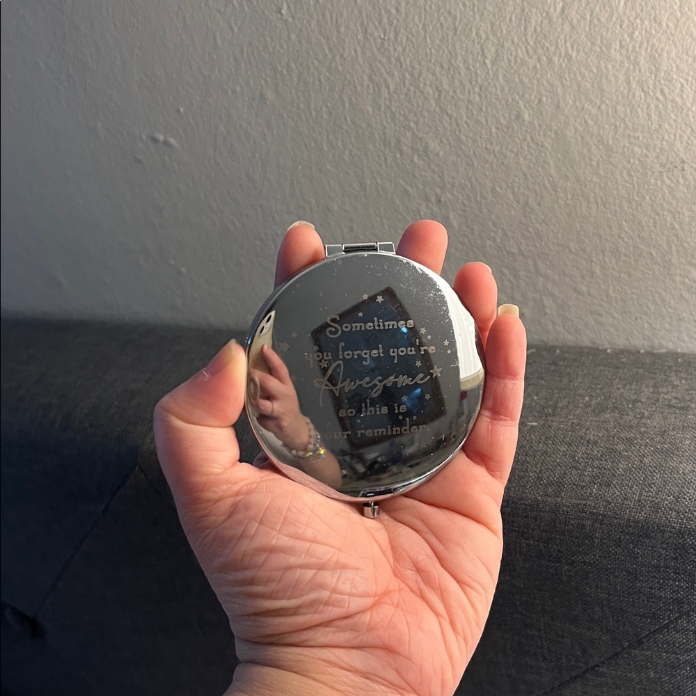 Sparkling Multicolor Rhinestone Compact Mirror - image 2